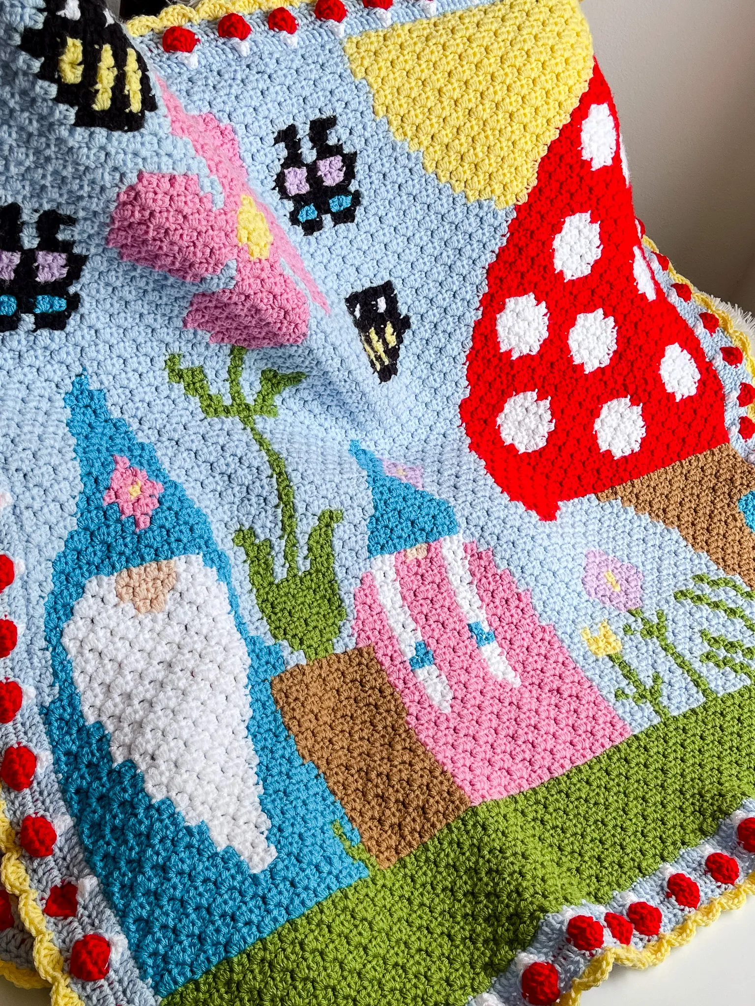 Vibrant Gnome Themed C2C Blanket Pattern