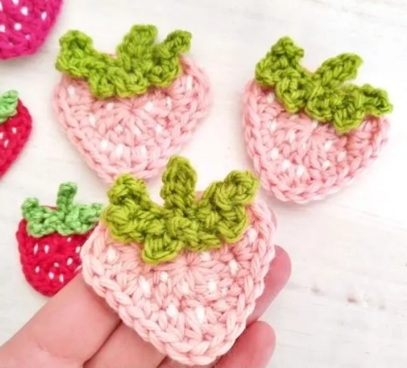 Crochet Strawberry Applique Pattern Crochet Pattern