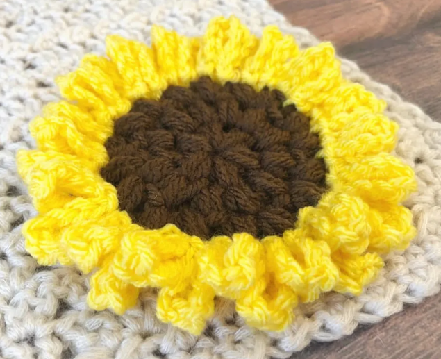 Crochet Sunflower Applique Pattern Crochet Pattern