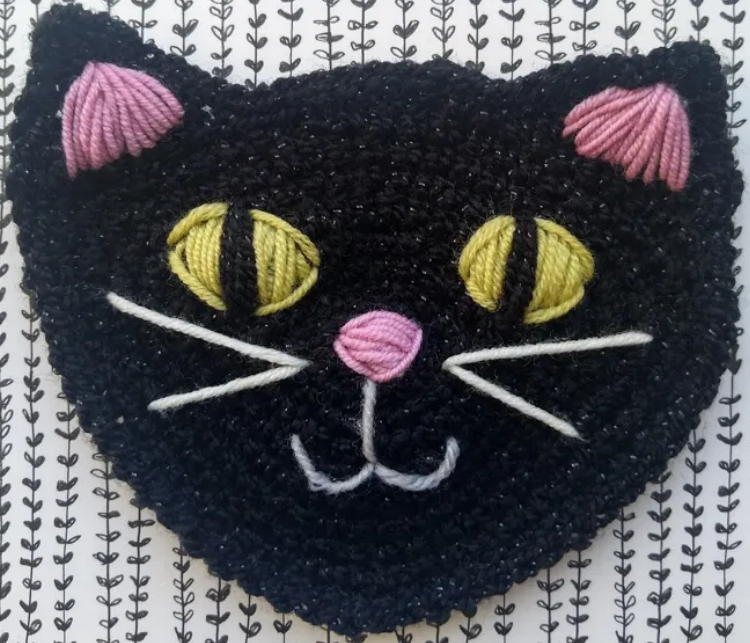 Black Cat Face Crochet Applique Pattern