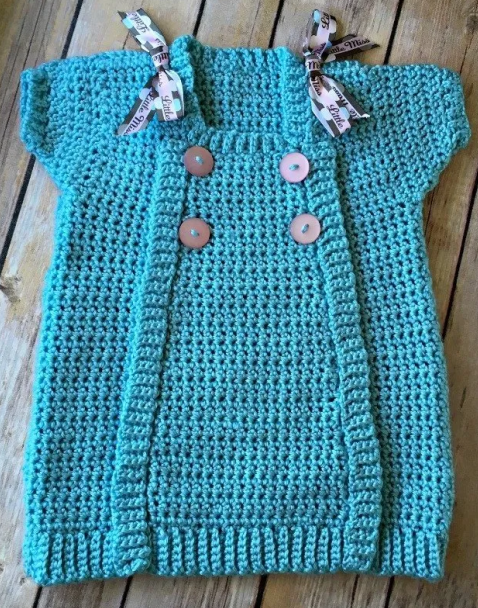 Turquoise Baby Sweater with Pink Accents