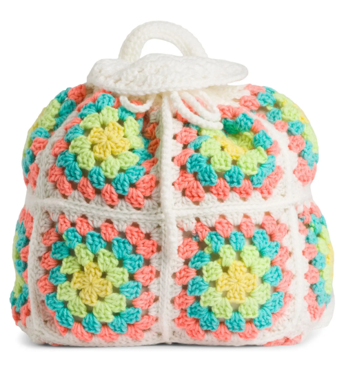 Vibrant Granny Square Crochet Backpack