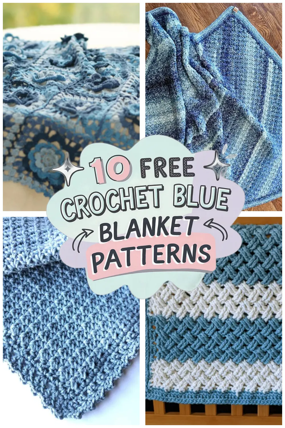 10 Free Crochet Blue Baby Blanket Patterns - 