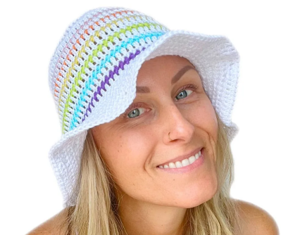 Colorful Striped Bucket Hat Pattern Free