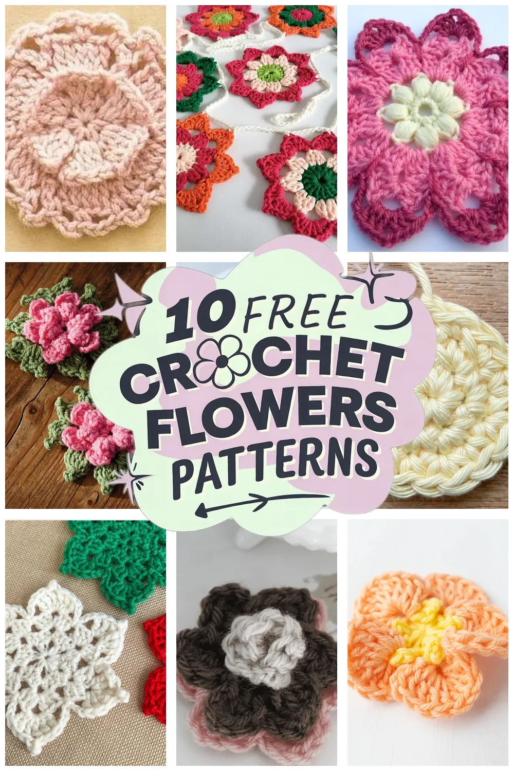 10 Free Crochet Flowers Patterns for a Stunning Crochet Bouquet