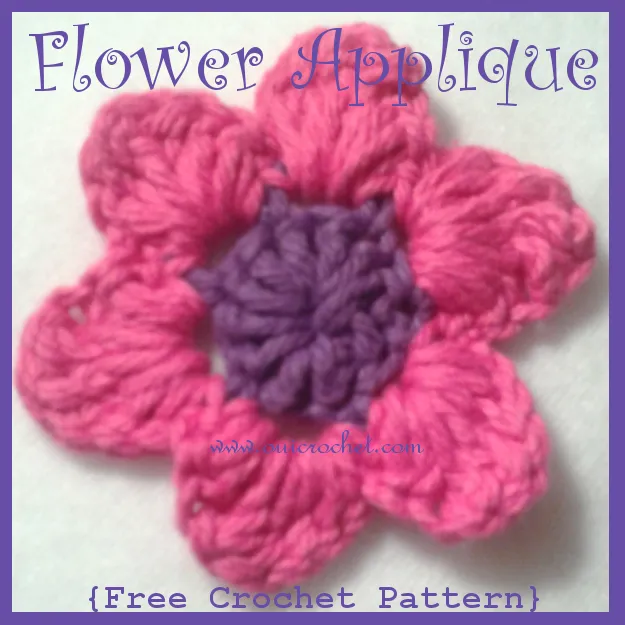 Pink and Purple Crochet Bouquet Applique