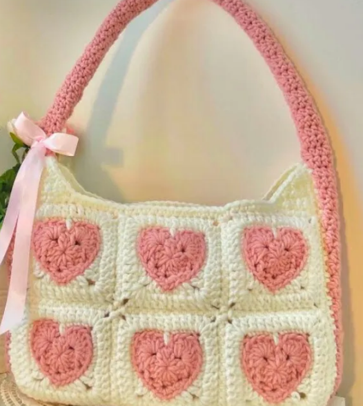 Crochet Heart Granny Square Bag Pattern