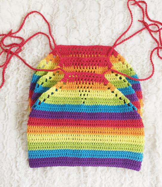 Vibrant Rainbow Halter Crochet Design Pattern