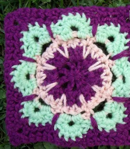 Vibrant Mandala Crochet Square Pattern