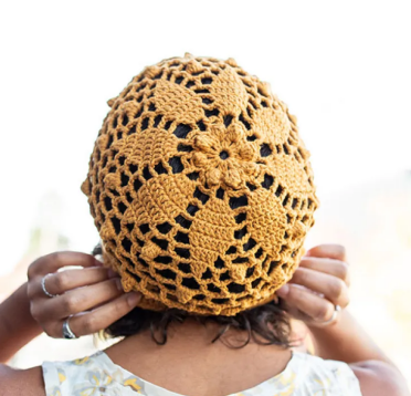 Golden Yellow Motif Mandala Crochet Beanie