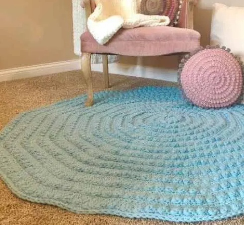 Light Blue Boho Crochet Rug Pattern