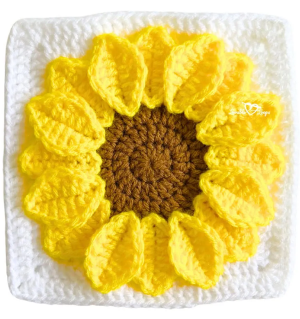 Crochet Sunflower Granny Square Design