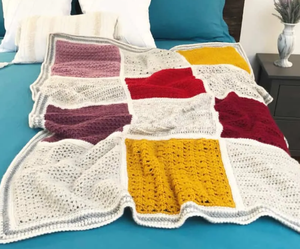 Colorful Patchwork Crochet Blanket Pattern