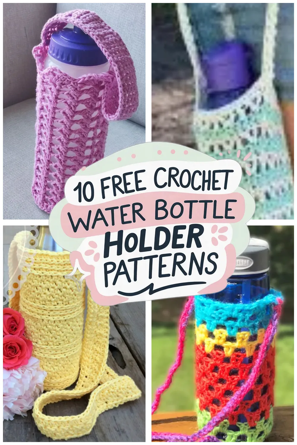 10 Free Crochet Water Bottle Holder Patterns - 