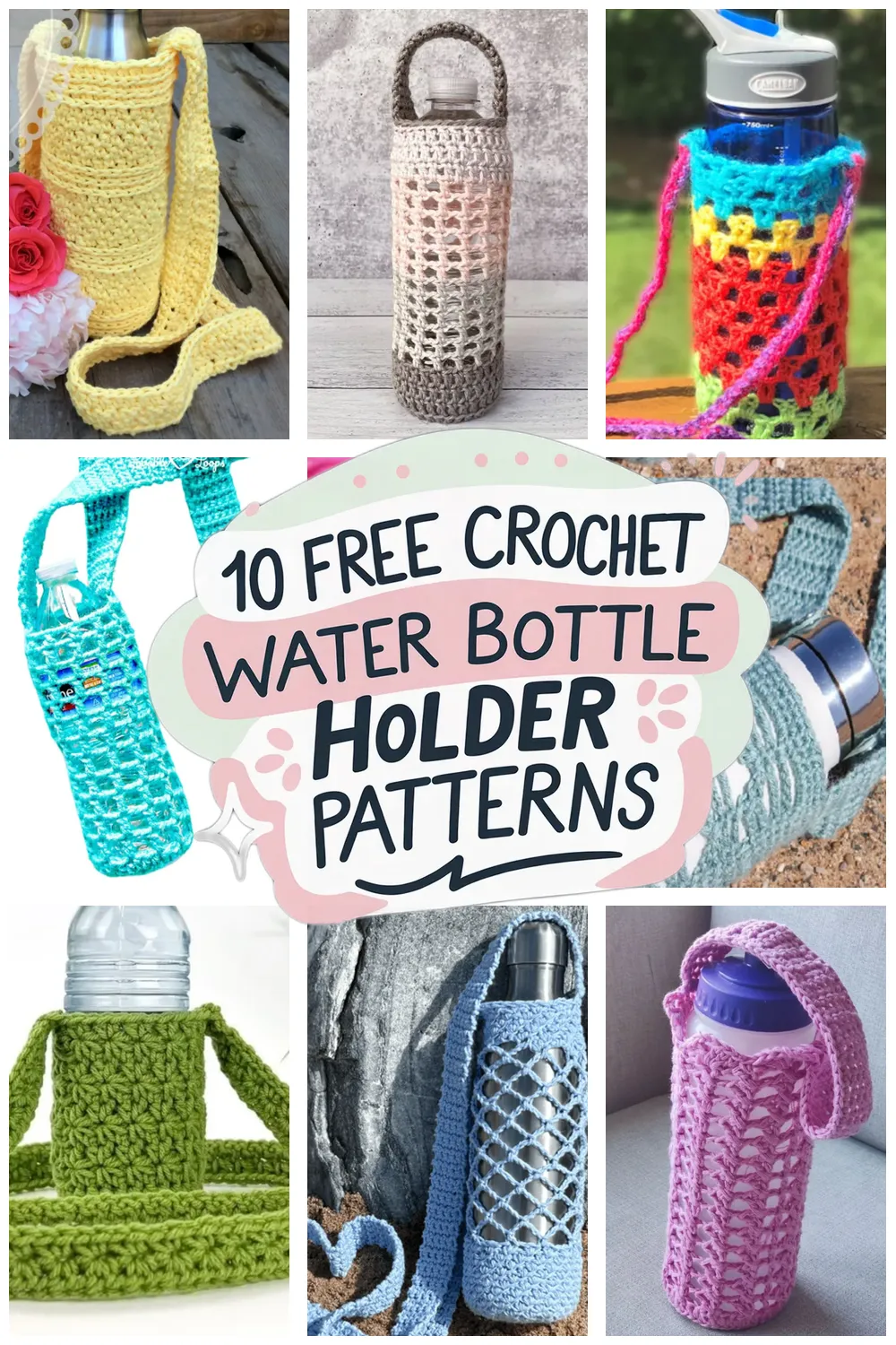 10 Free Crochet Water Bottle Holder Patterns - 