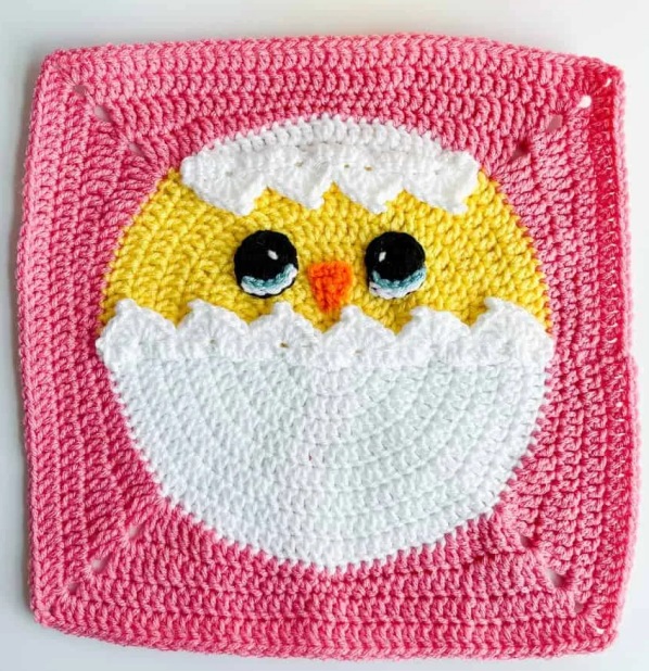 Easter Chick Crochet Granny Square