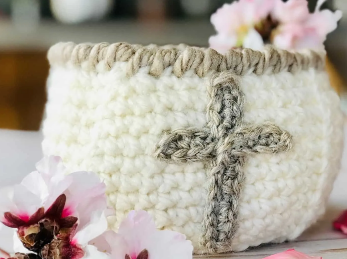 Crochet Cross Easter Basket Pattern