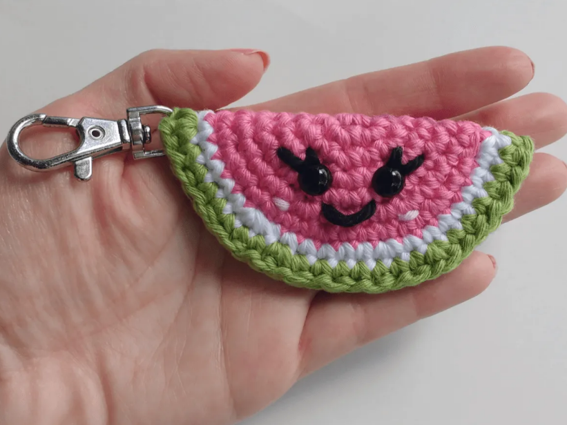 Quick Watermelon Keychain Crochet Pattern