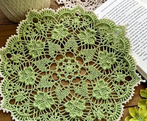 Intricate Green Crochet Doily Patterns