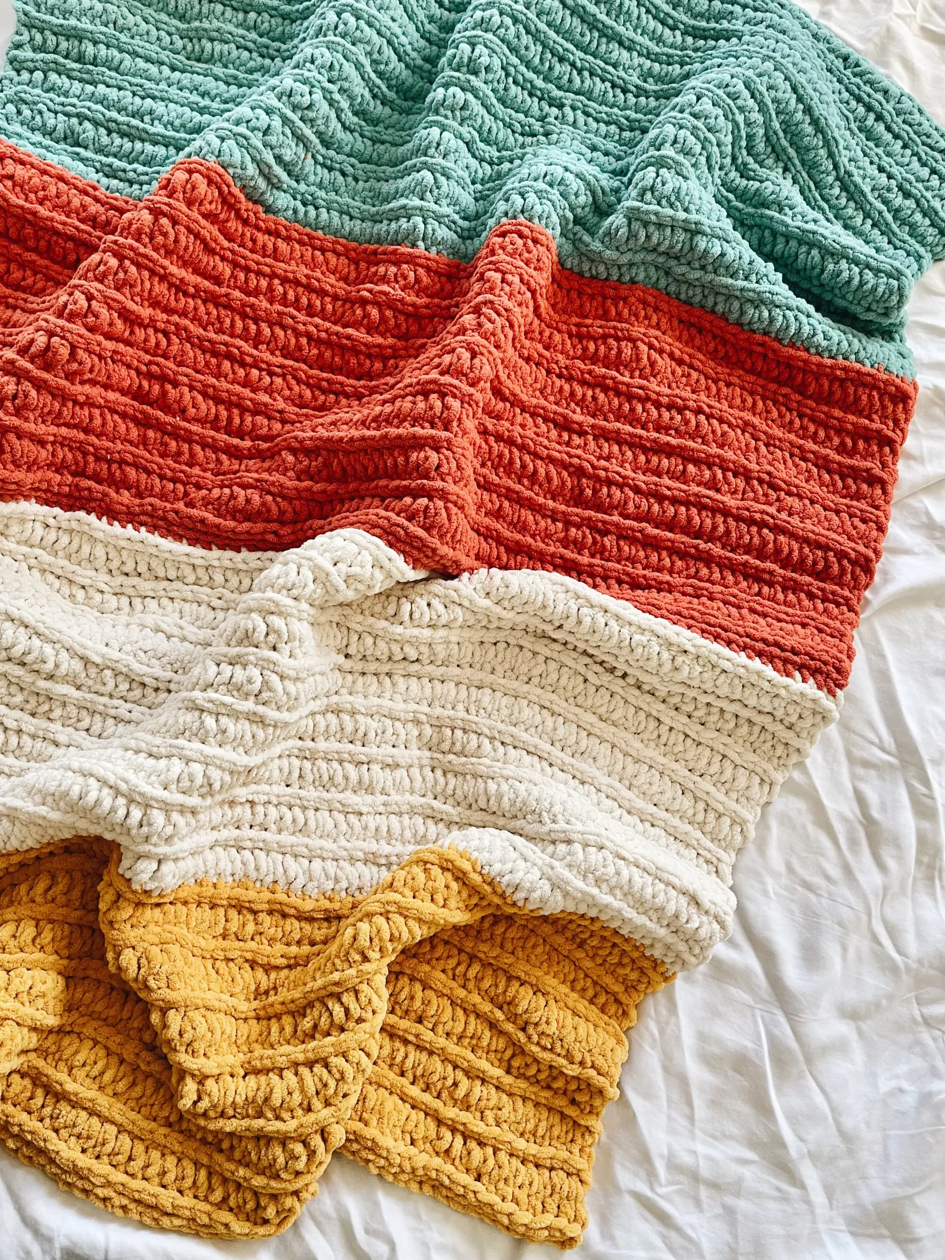 Chunky Crochet Blanket Pattern Colorblock Design