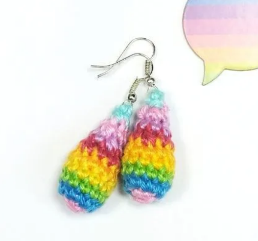 Colorful Crochet Jewelry Teardrop Earrings