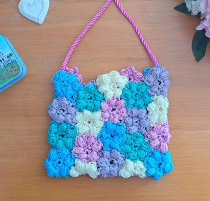 Vibrant Crochet Puff Flower Pouch Pattern