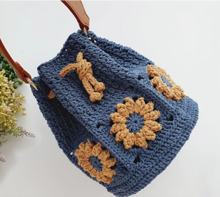 Free Crochet Pattern Flower Motif Bucket Bag