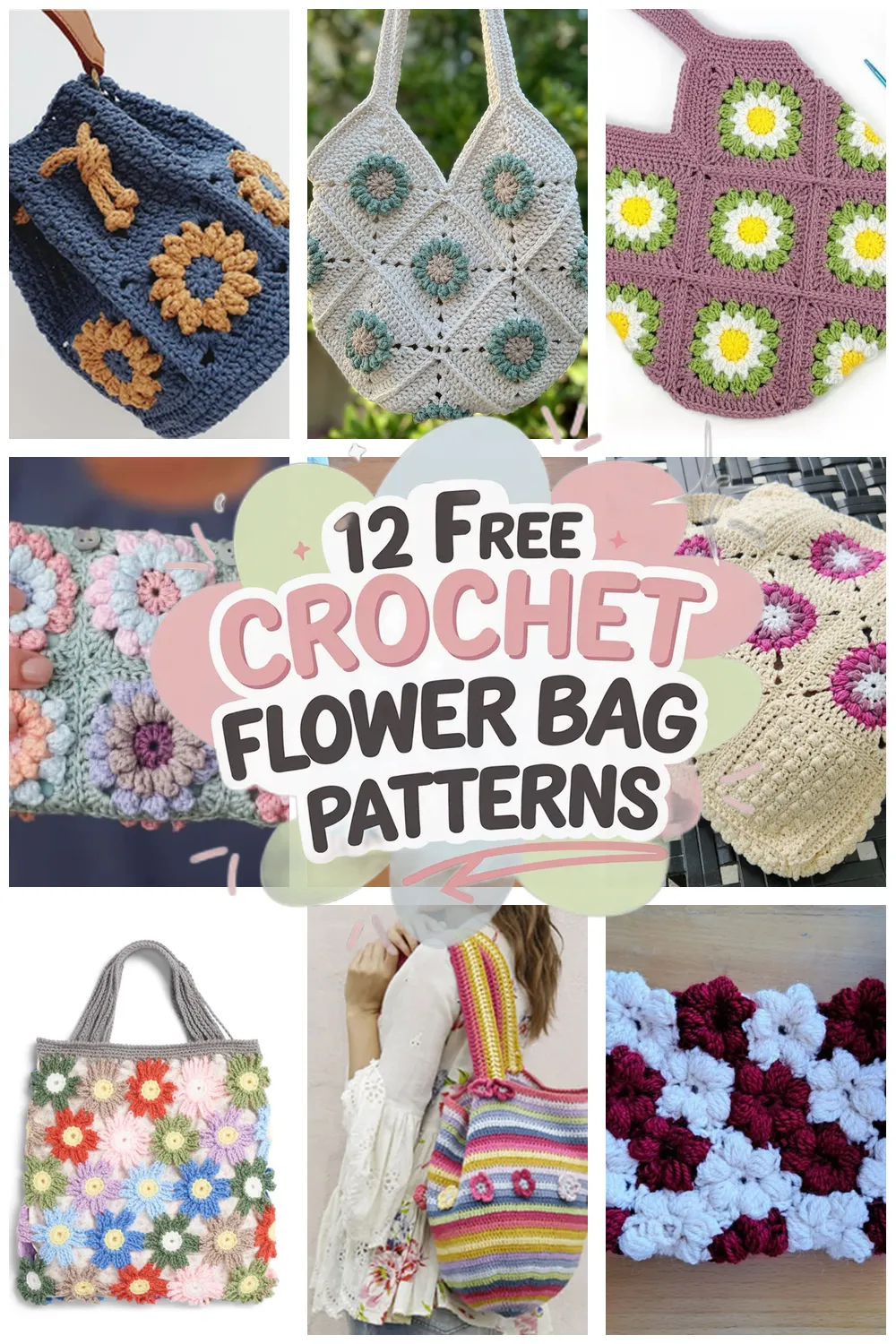 12 Free Crochet Flower Bag Patterns You