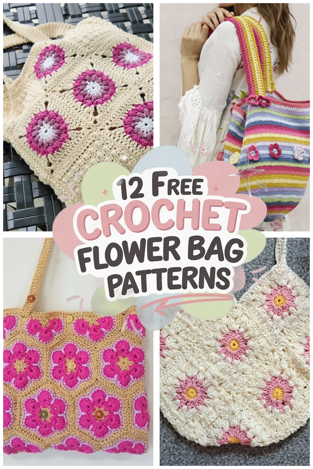 12 Free Crochet Flower Bag Patterns You