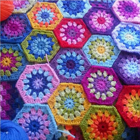 Vibrant Hexagon Crochet Blanket Pattern