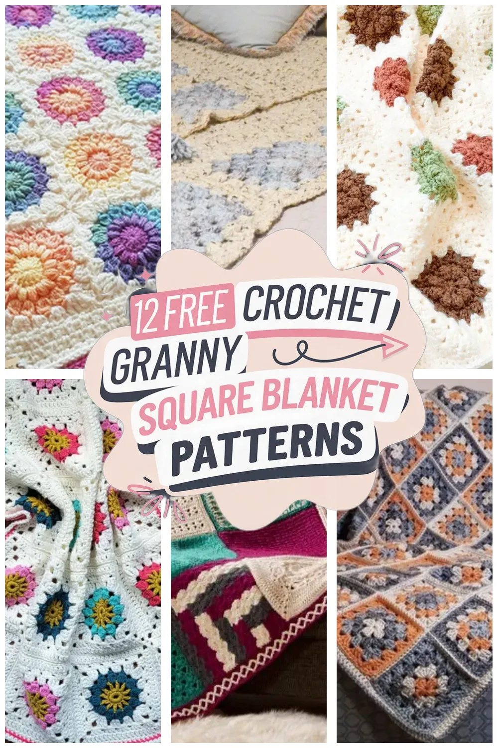 12 Free Crochet Granny Square Blanket Patterns - 