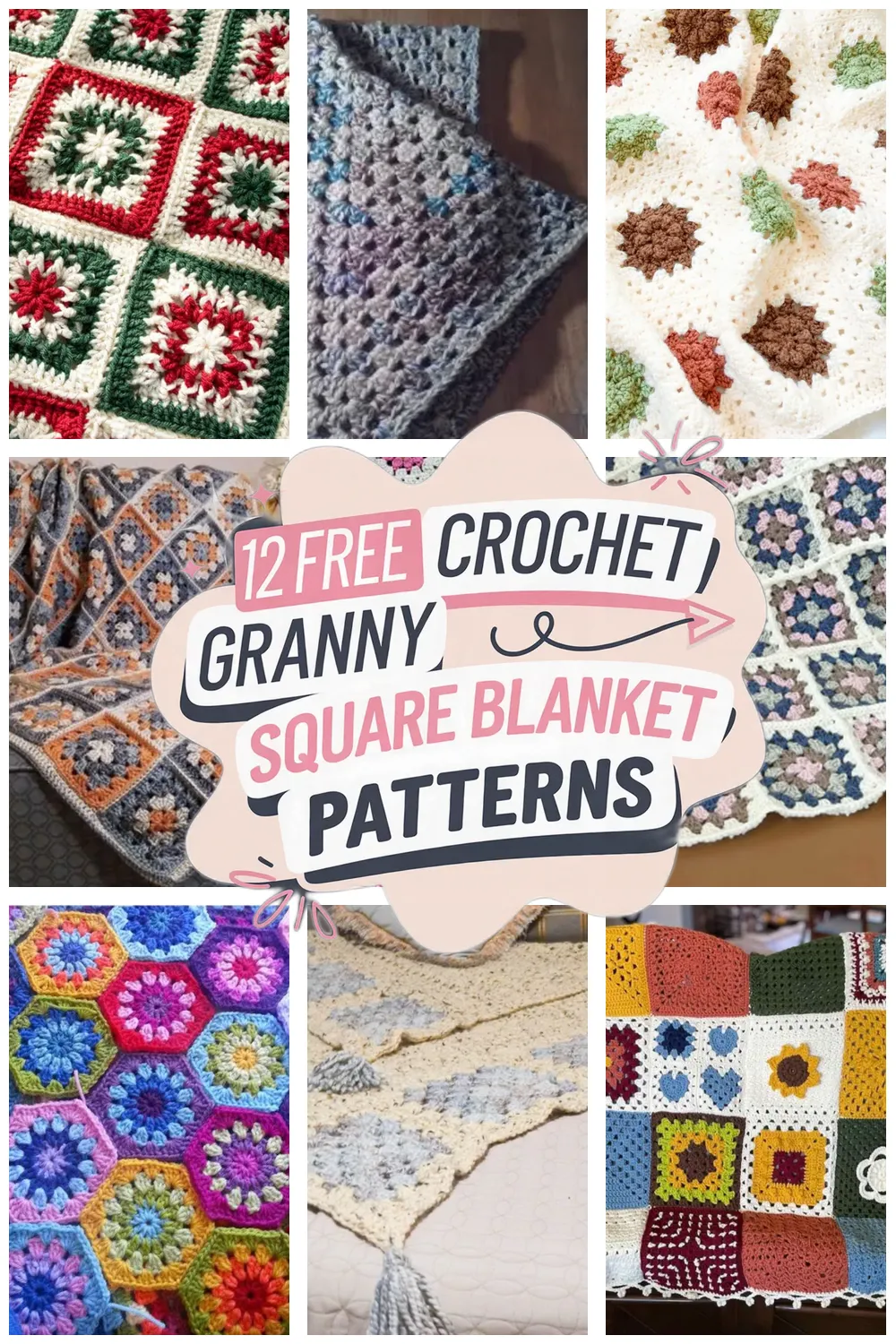 12 Free Crochet Granny Square Blanket Patterns - 