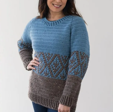 Blue and Brown Crochet Sweater Pattern