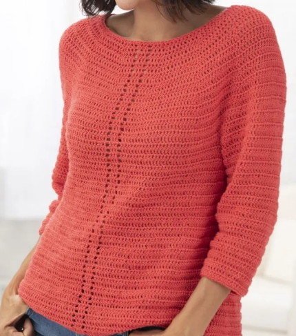 Vibrant Red Crochet Pullover Pattern