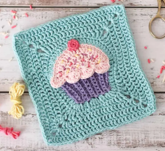 Crochet Cupcake Granny Square Pattern