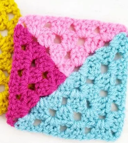 Vibrant Tri Color Granny Square Pattern