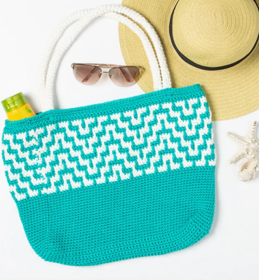 Turquoise Mosaic Crochet Tote Bag Pattern