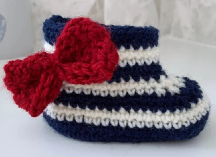 Nautical Crocheted Baby Booties Pattern