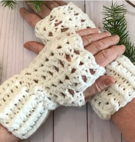 Intricate Lace Fingerless Mittens Crochet Pattern