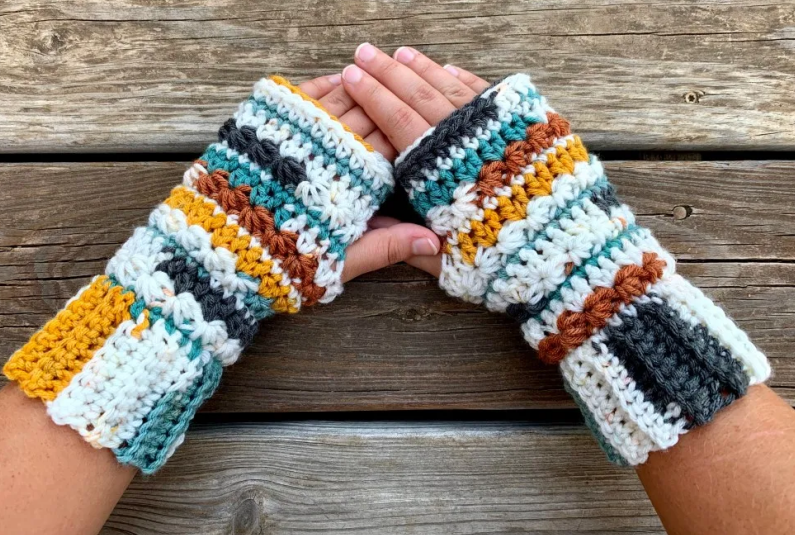 Colorful Fingerless Crochet Gloves Pattern