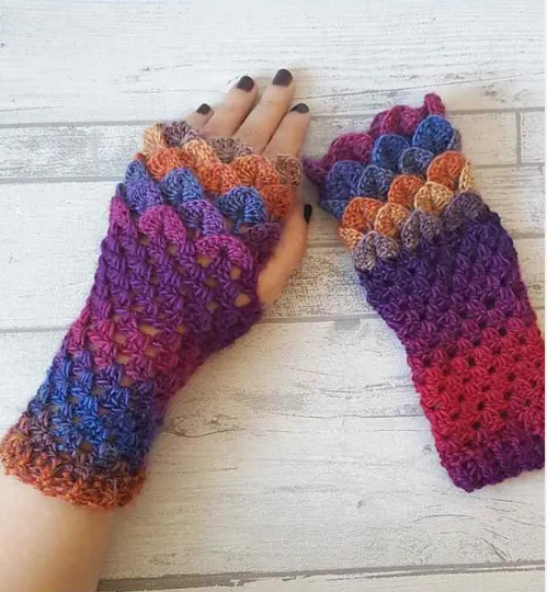 Multicolored Fingerless Crochet Gloves Pattern