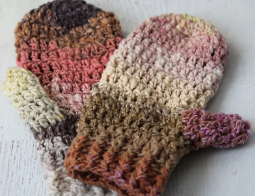 Cozy Multi Tone Crochet Mittens Design