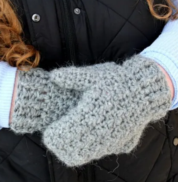 Cozy Gray Crochet Mitts Pattern