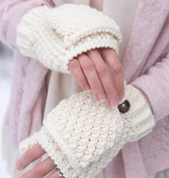 Double Seed Stitch Knitted Mittens Pattern