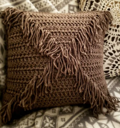 Boho Fringe Crochet Pillow Cover