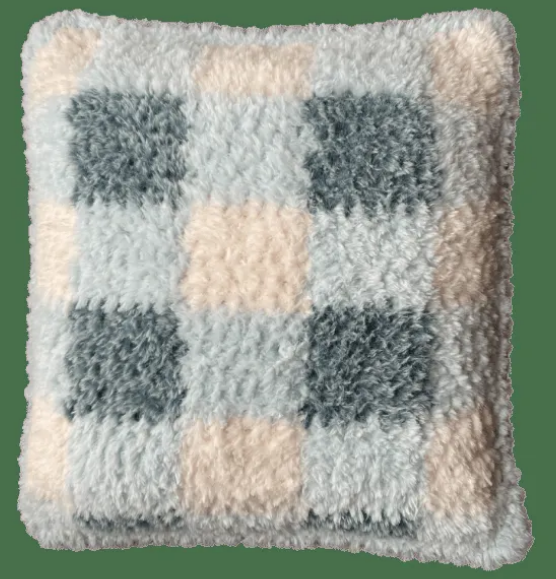 Buffalo Check Faux Fur Crochet Pillow