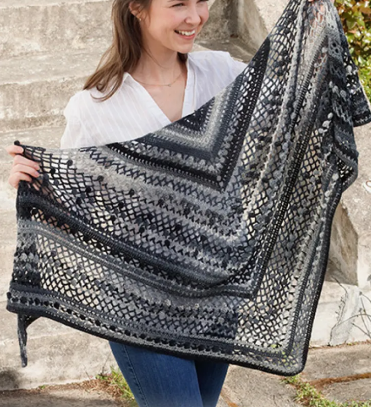 Elegant Black and Gray Crochet Shawl