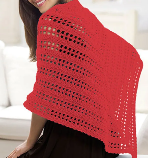 Vibrant Red Shawl Crochet Pattern