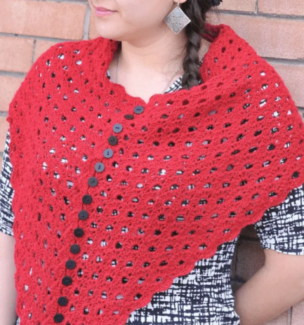 Multiplicity Buttoned Crochet Shawl Pattern