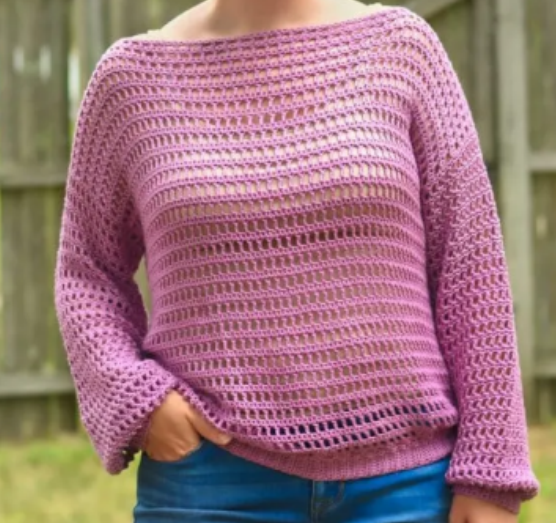 Crochet Open Mesh Lace Sweater Pattern